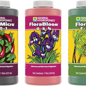 General Hydroponics Flora Grow, Bloom, Micro Combo Fertilizer Set Pack of 3, 1 Pint Each