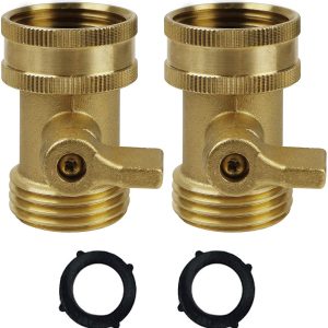 Twinkle Star Water Hose Shut Off Valve, 2 Pack Heavy Duty 3/4 Inch Solid Brass Garden Hose Connector, TWIS3003