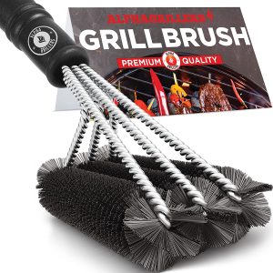 Alpha Grillers BBQ Grill Brush – Wire Grill Brush & BBQ Brush for Grill Cleaning – Grill Brush for Outdoor Grill & Gas Grill Cleaner for All BBQ Types