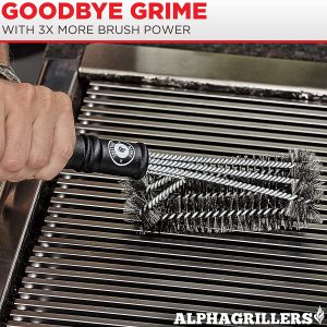 Alpha Grillers BBQ Grill Brush – Wire Grill Brush & BBQ Brush for Grill Cleaning – Grill Brush for Outdoor Grill & Gas Grill Cleaner for All BBQ Types