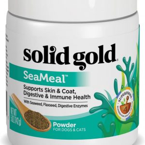 Solid Gold SeaMeal Cat & Dog Food Topper – Kelp Powder Dog & Cat Multivitamin – Omega 3 & Digestive Enzymes for Skin & Coat, Gut + Immune Support – 5 oz