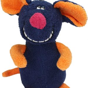 Multipet Deedle Dude 8-Inch Singing Mouse Plush Dog Toy, Blue