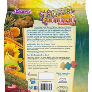 F.M. Brown’s Tropical Carnival Gourmet Guinea Pig Food with Alfalfa and Timothy Hay Pellets – Vitamin-Nutrient Fortified Daily Diet – 5lb